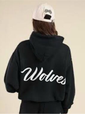 Darc Sport Black Hooded Sweatshirt with White 'Wolves' Script